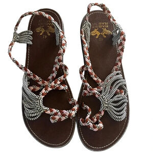 Rabbit Rabbit Braided ROME Toe Cross Sandals. Size 41 10.5 11